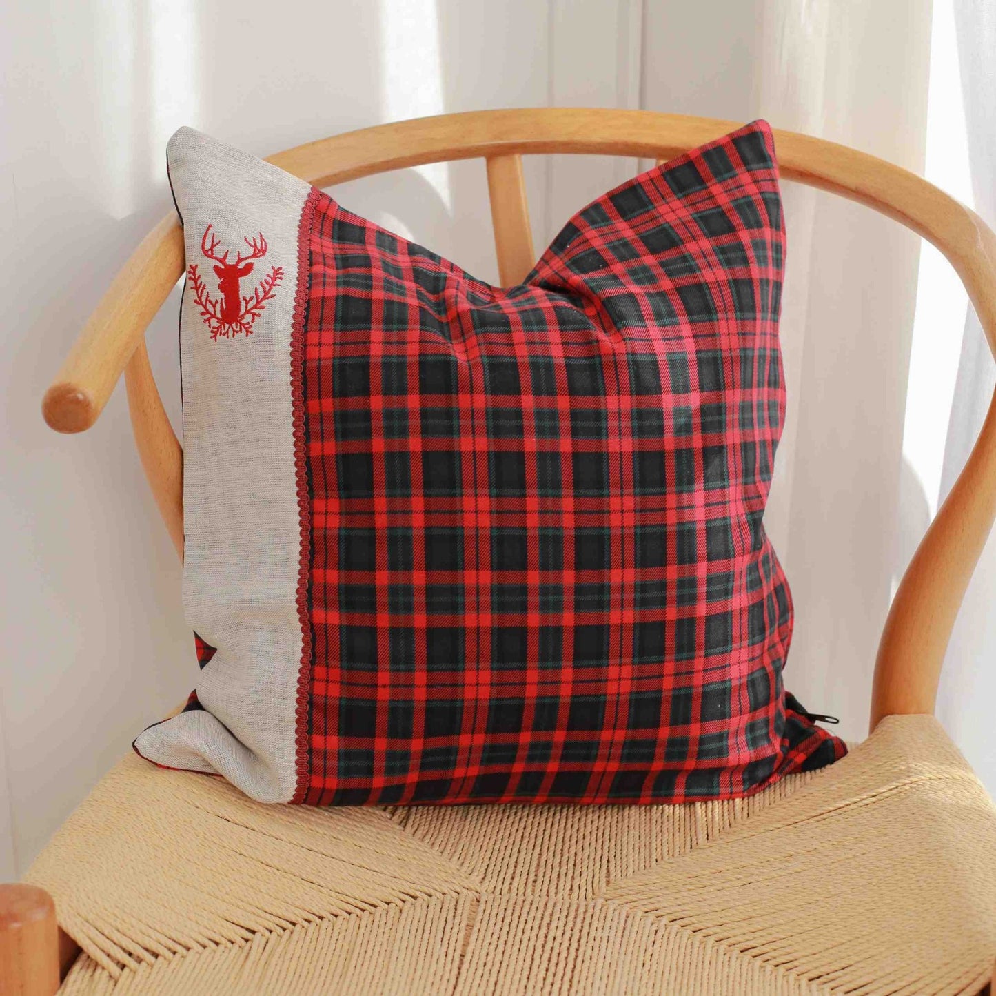 Red Deer Embroidery Pillowcase