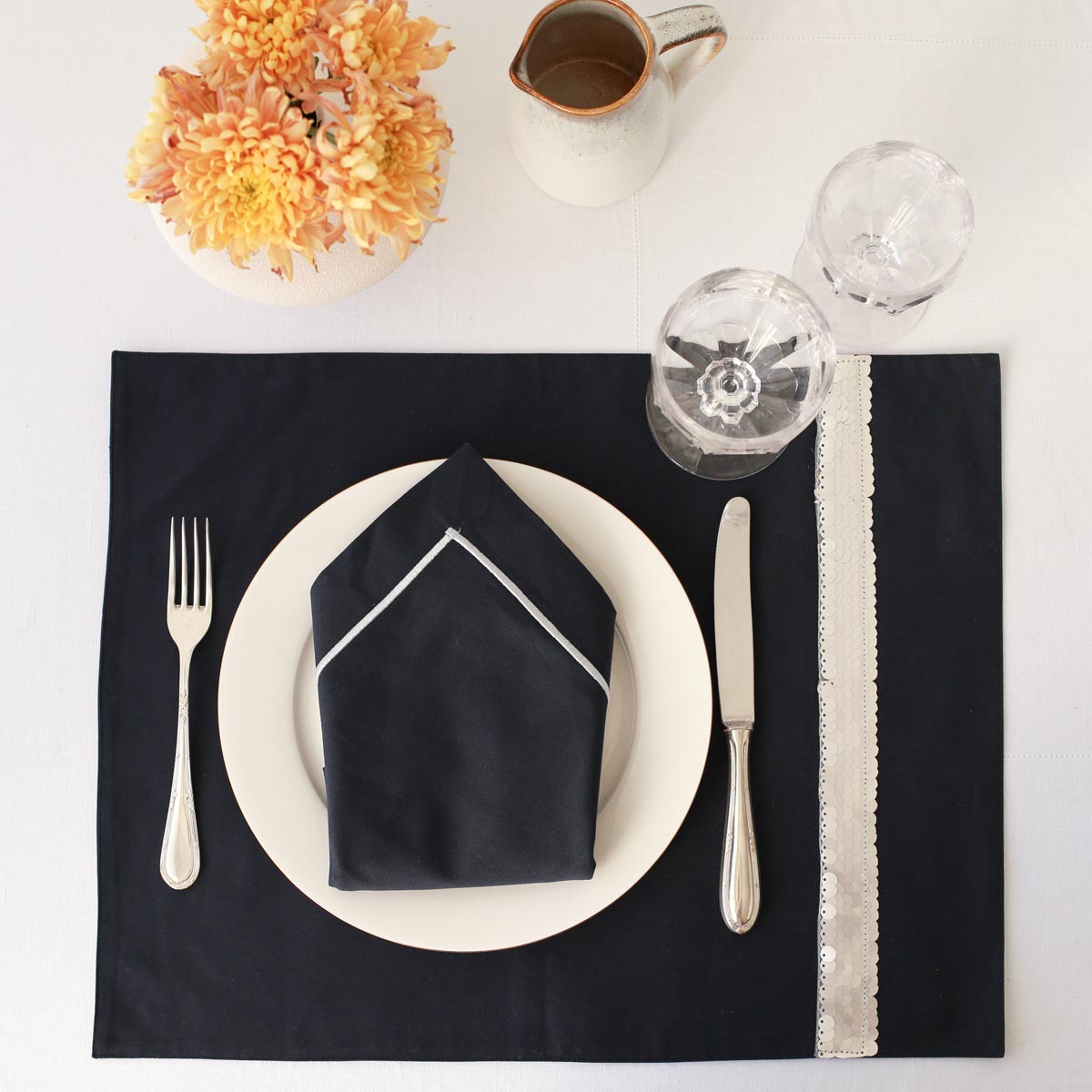 Silver Sequins Linen Placemat (Set of 2)