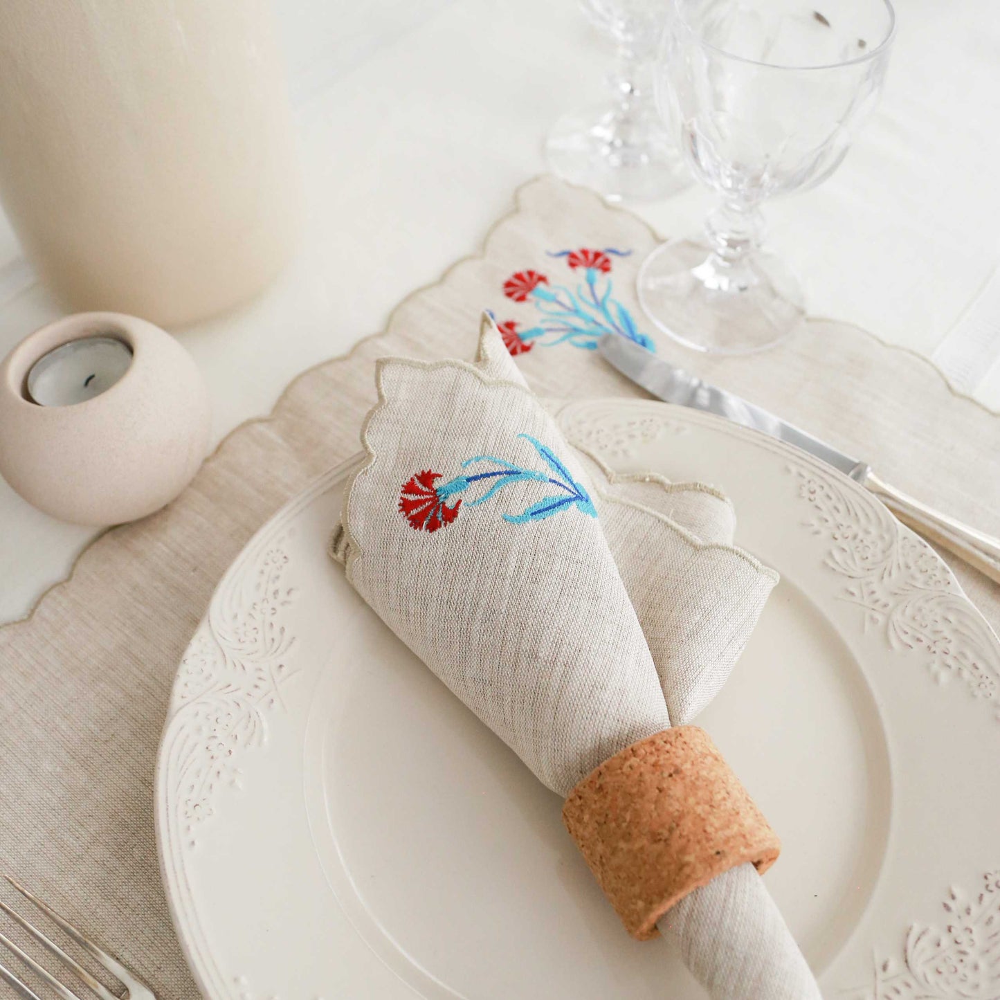 Turquoise Clove - Set of 4 Linen Placemat