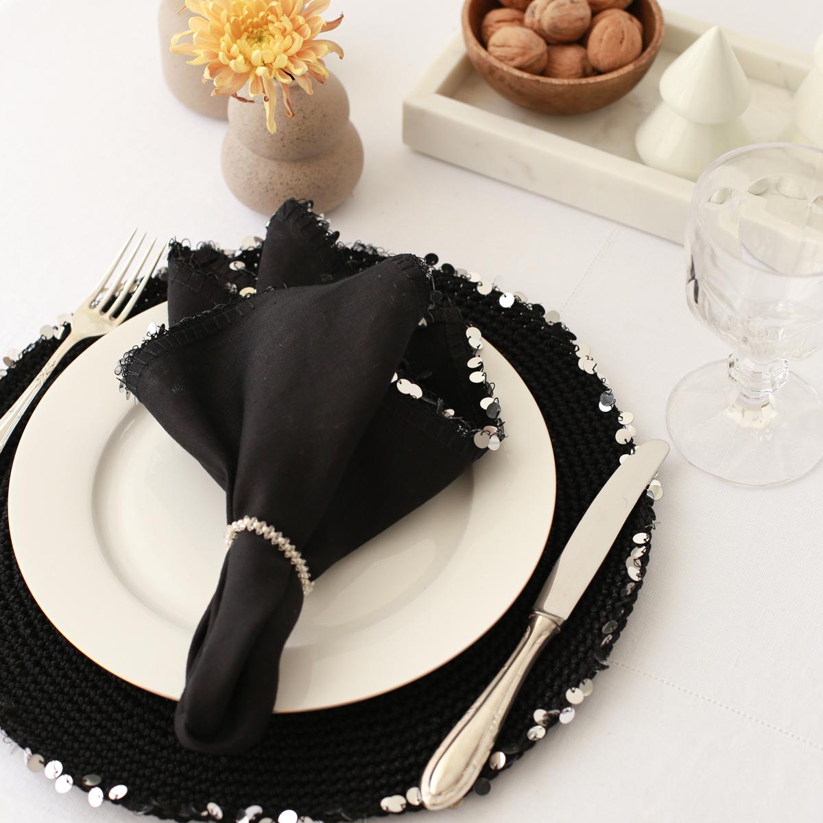 Macrame Black Round Placemat