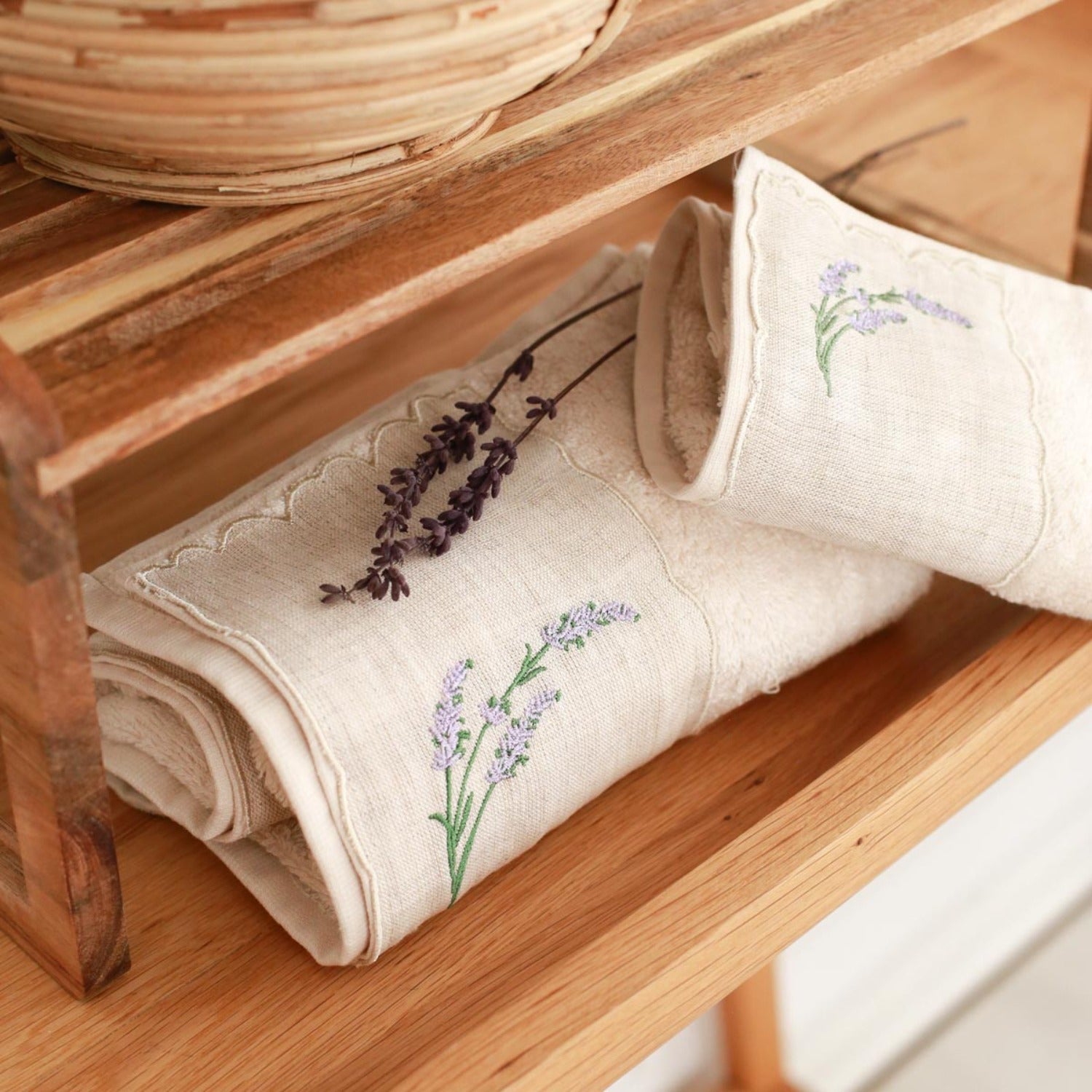Lavender Embroidered Hand Towel