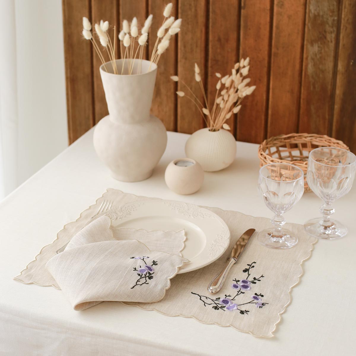 Purple Viola - Set of 4 Linen Placemat