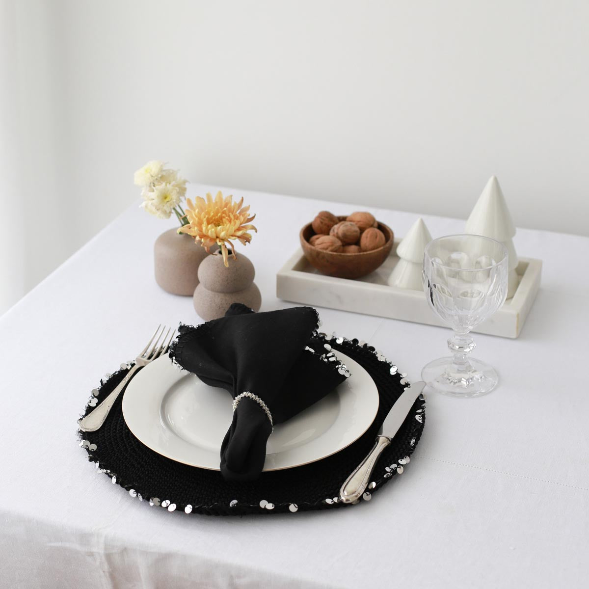 Macrame Black Round Placemat