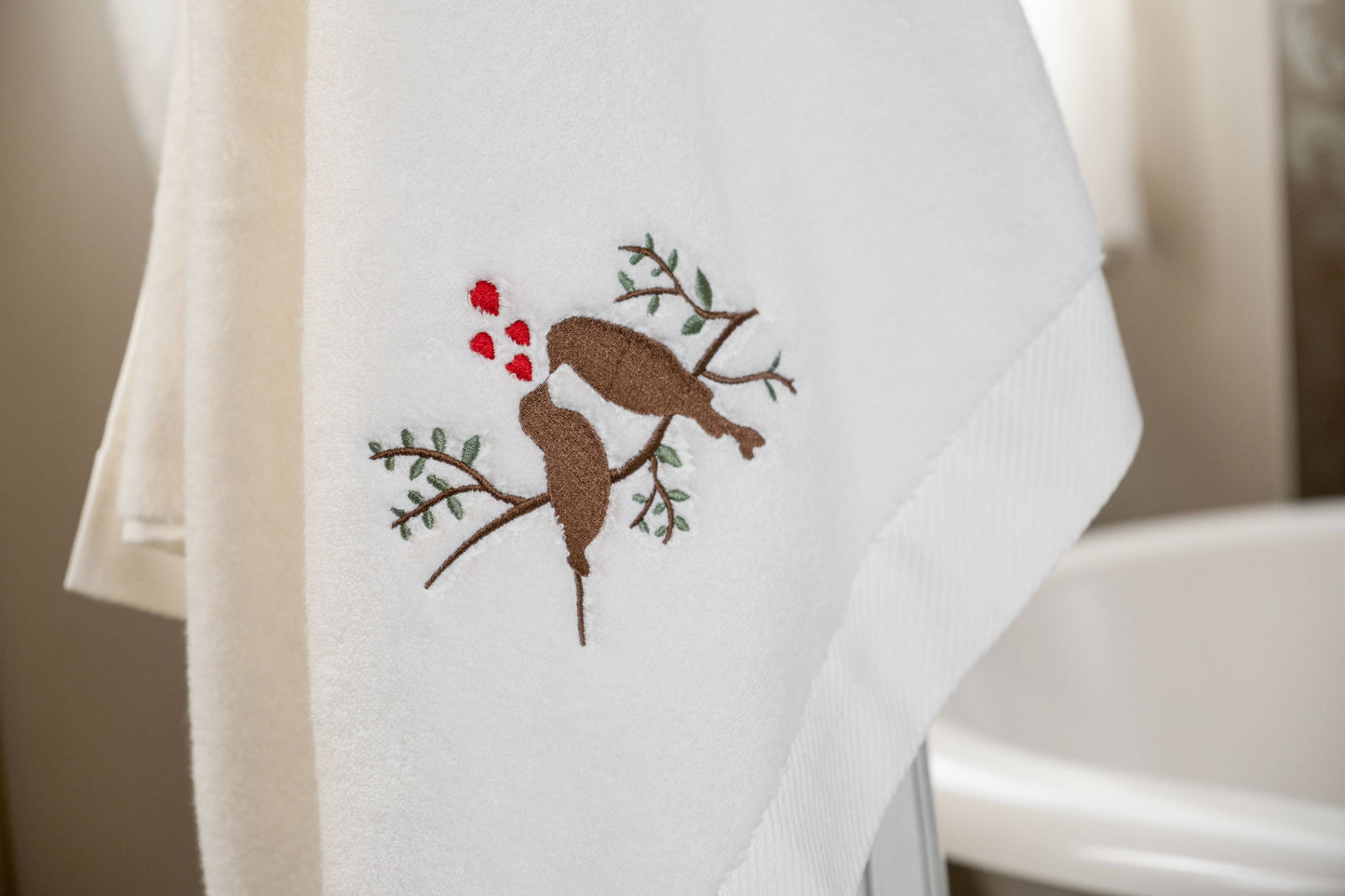 Lovebirds Embroidery Face Towel