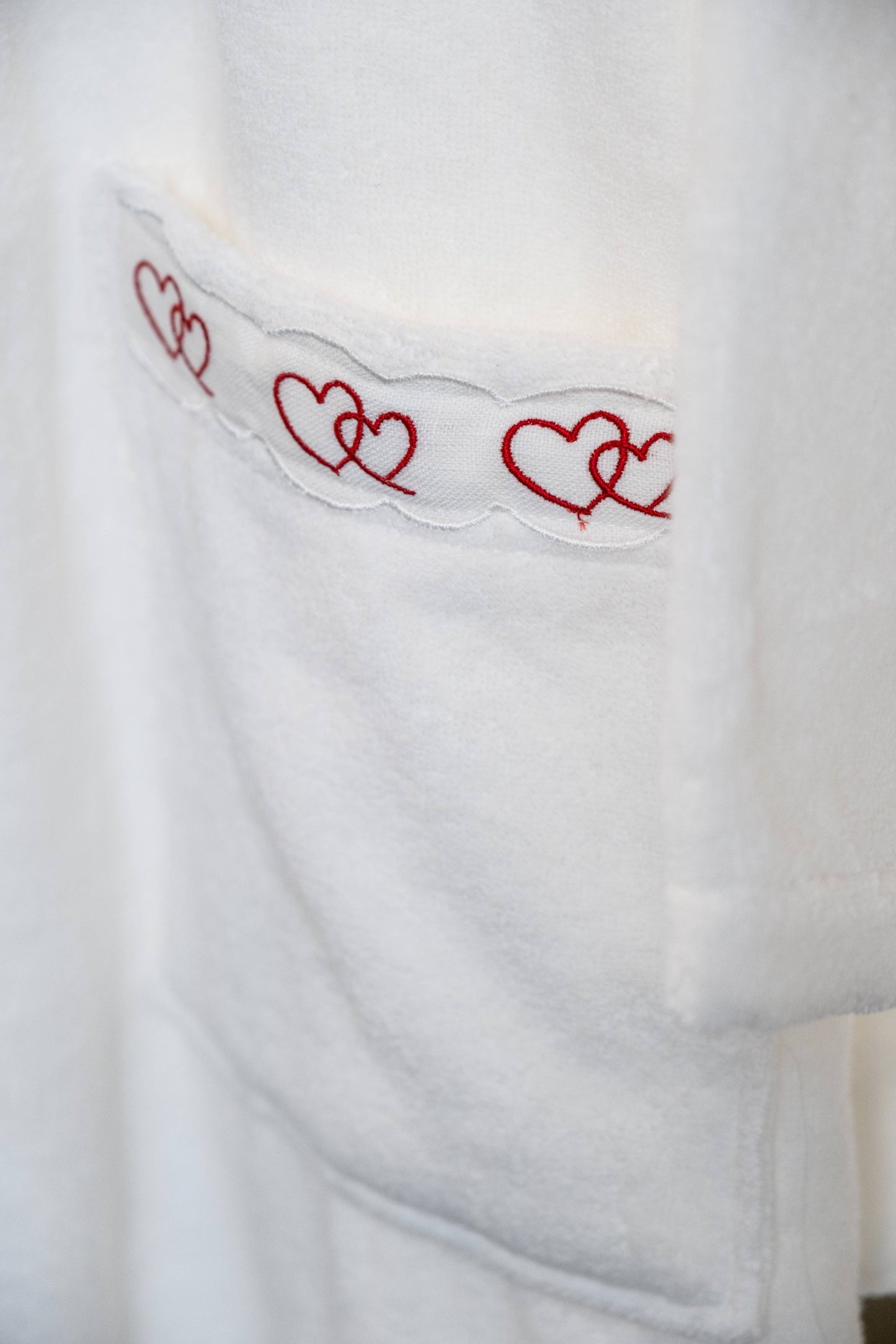 Hearts Embroidery Cotton Bathrobe