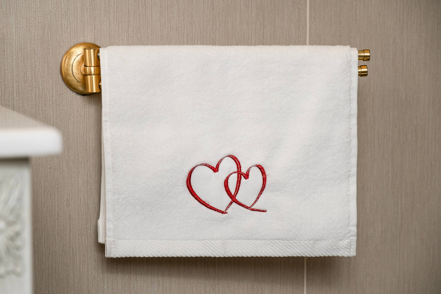 Hearts Embroidery Hand Towel