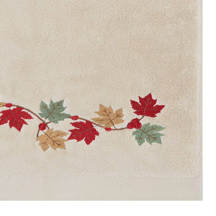 Leaves Embroidery Cotton Hand Towel