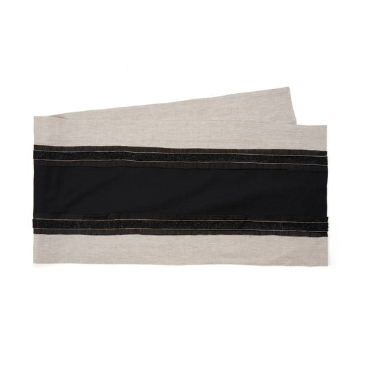 Nalani - Stone & Black Colored Linen Runner