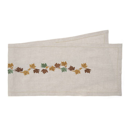 Acantha - Leaf Emboridery Linen Runner