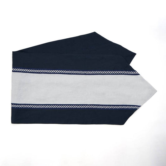 Manila - Navy & White Colored Linen Runner