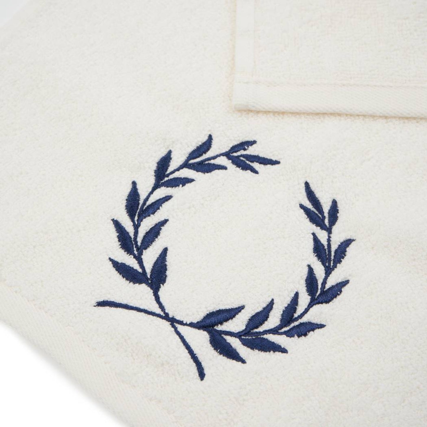 Navy Blue Petals Embroidered Bath Towel