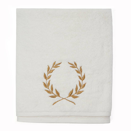 Golden Petals Embroidered Bath Towel