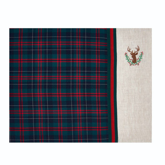 Deer Embroidery Tartan Placemat (Set of 2)