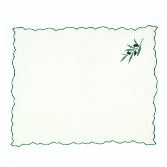 Olive Embroidery Linen Placemat (Set of 2)