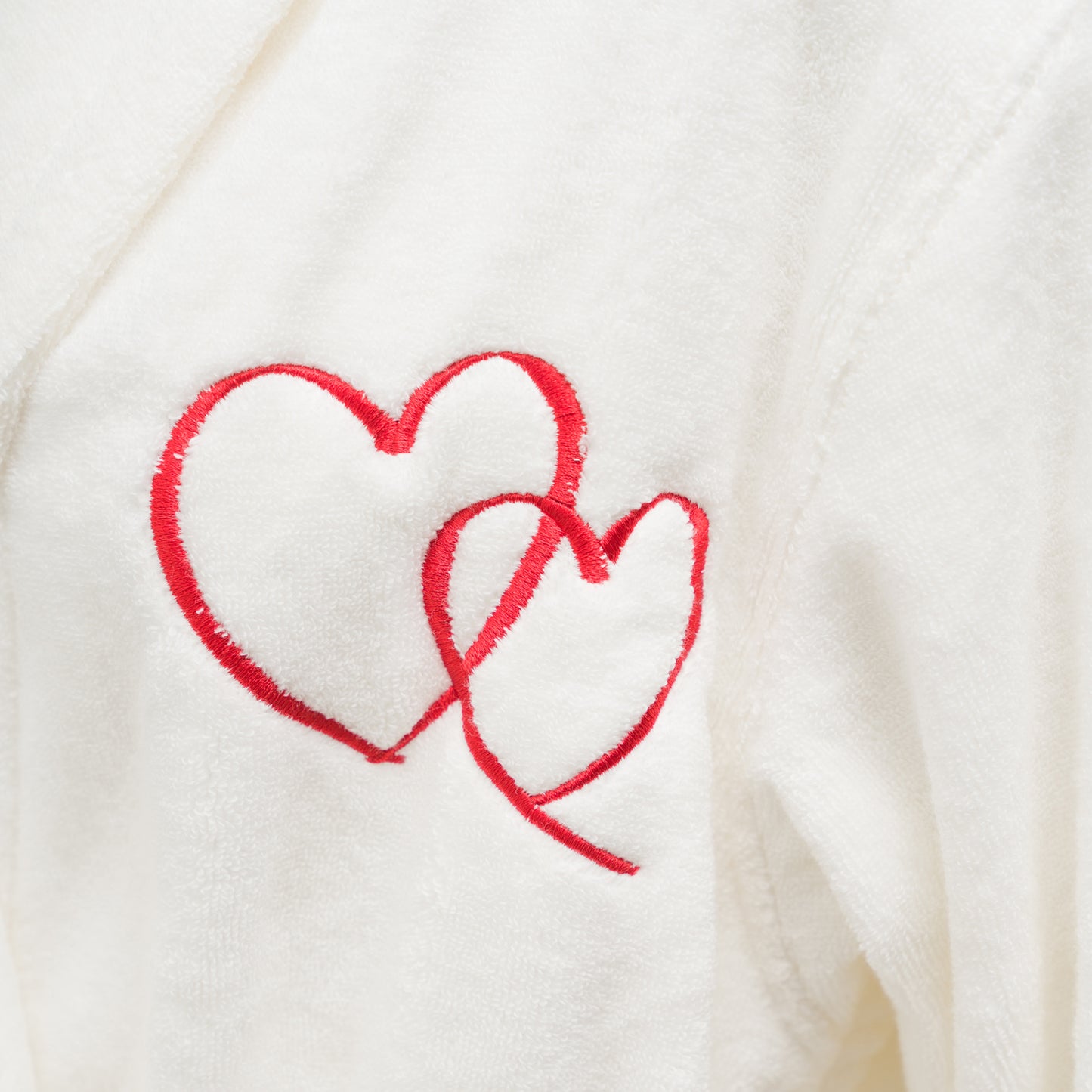 Hearts Embroidery Cotton Bathrobe