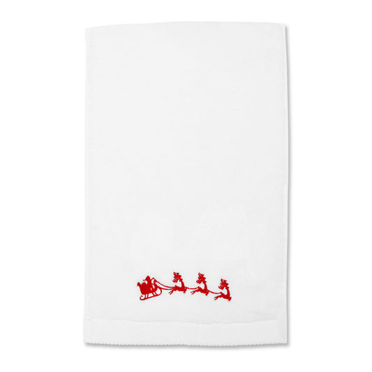 Santa Sleigh Embroidery Hand Towel