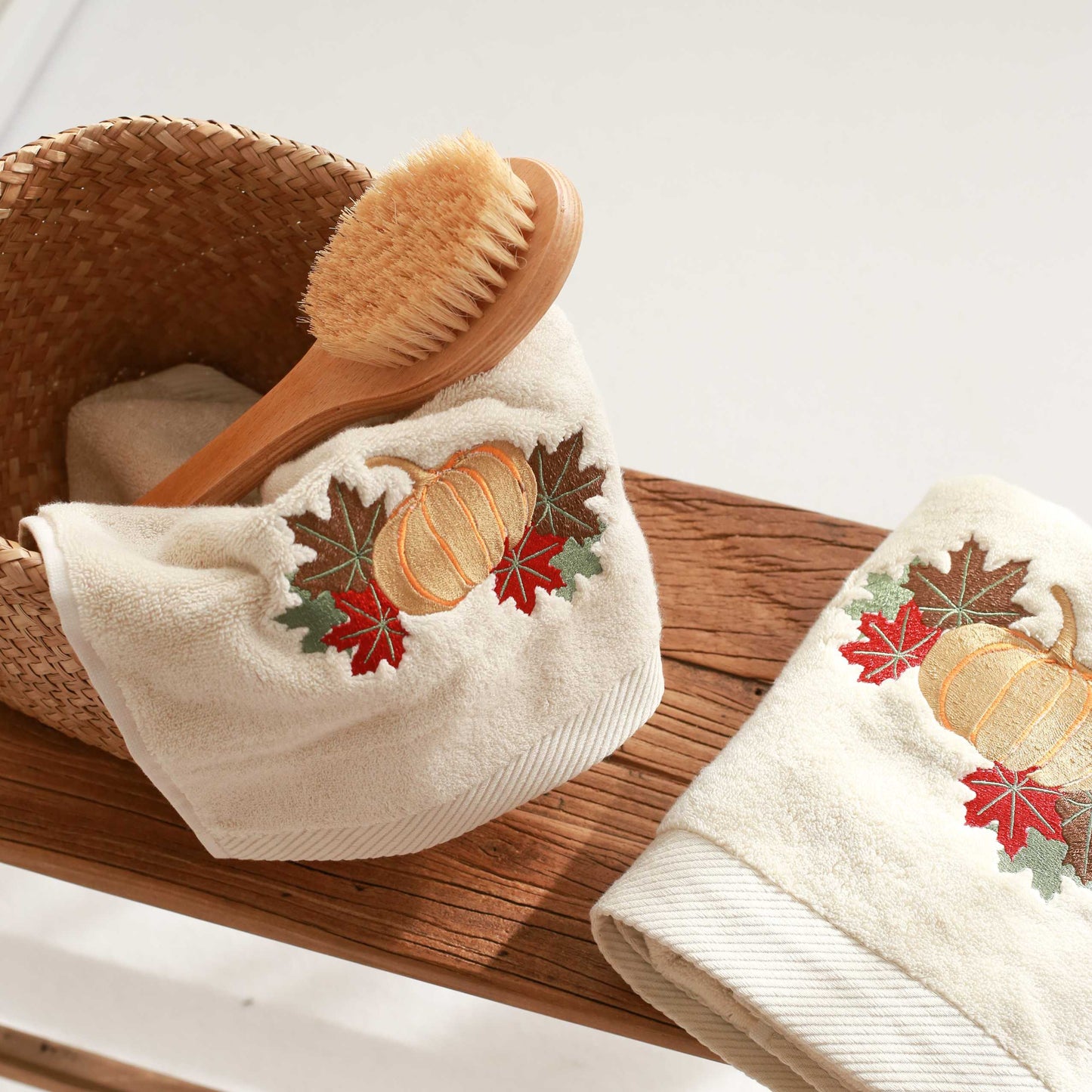 Pumpkin Embroidery Cotton Hand Towel