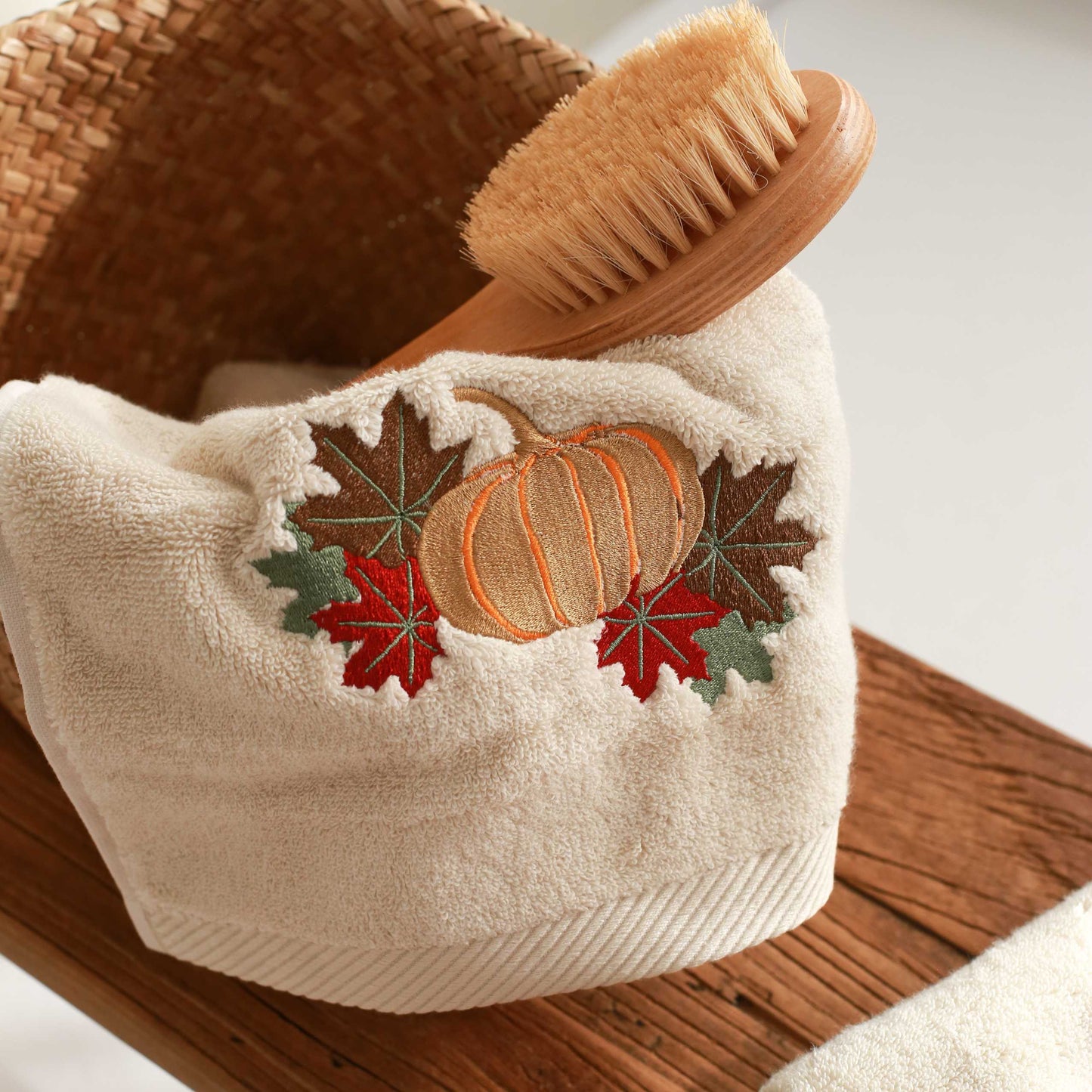 Pumpkin Embroidery Cotton Hand Towel