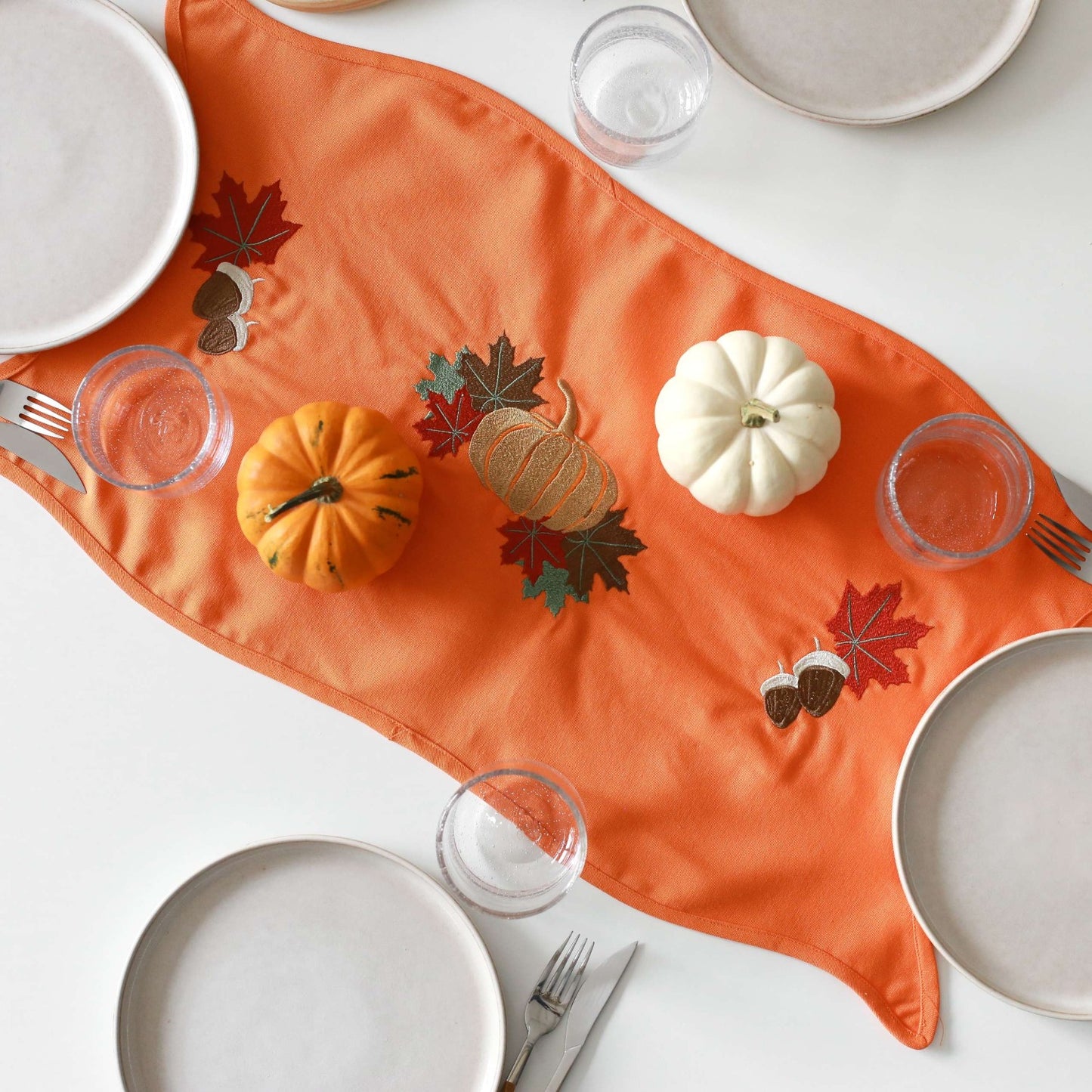 Pumpkin Embroidery Cotton Runner