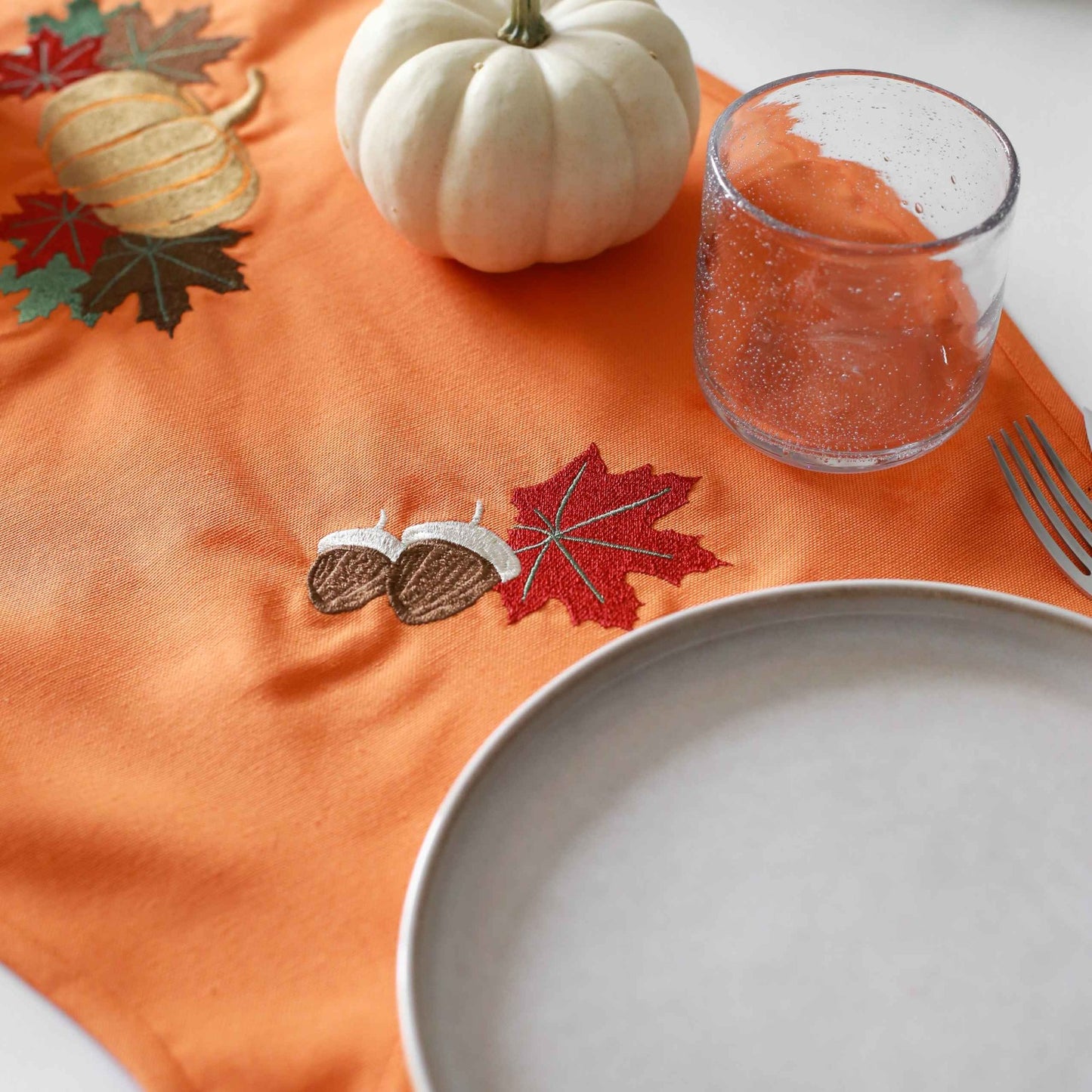 Pumpkin Embroidery Cotton Runner