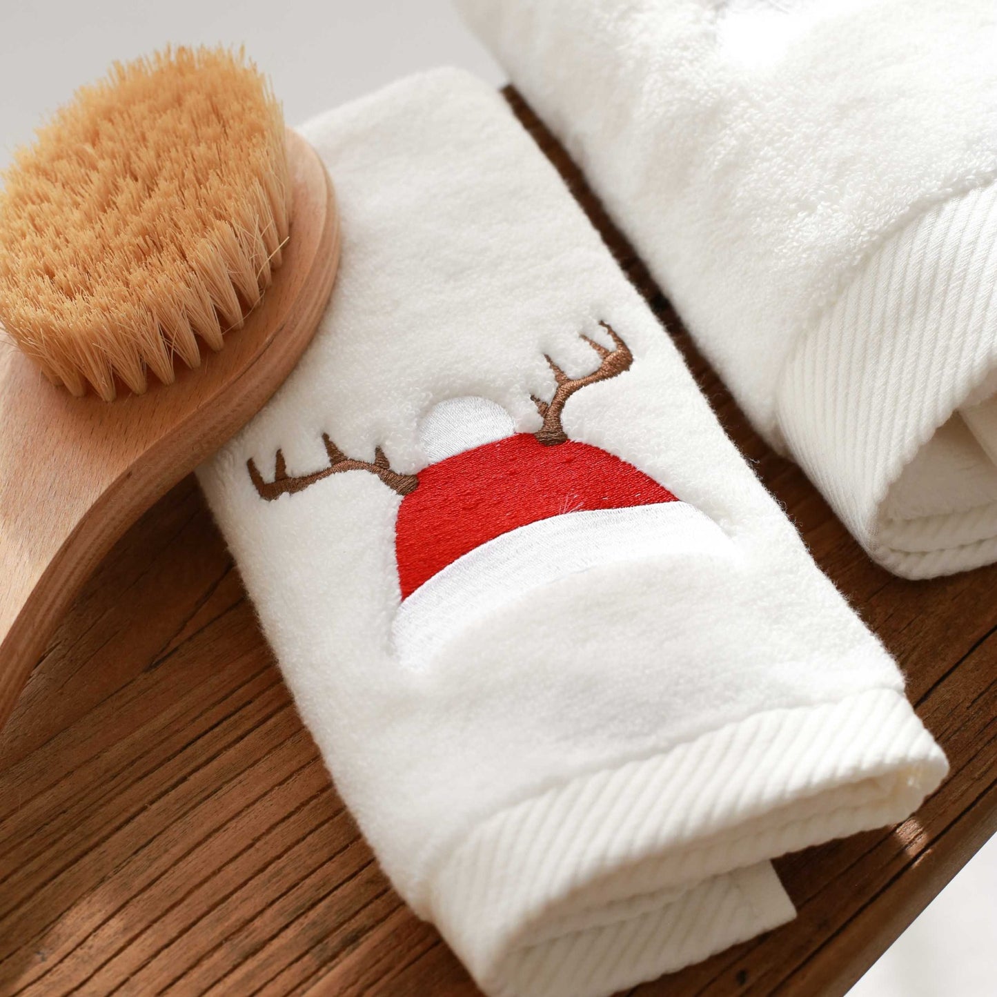 Santa Hat Embroidery Cotton Hand Towel