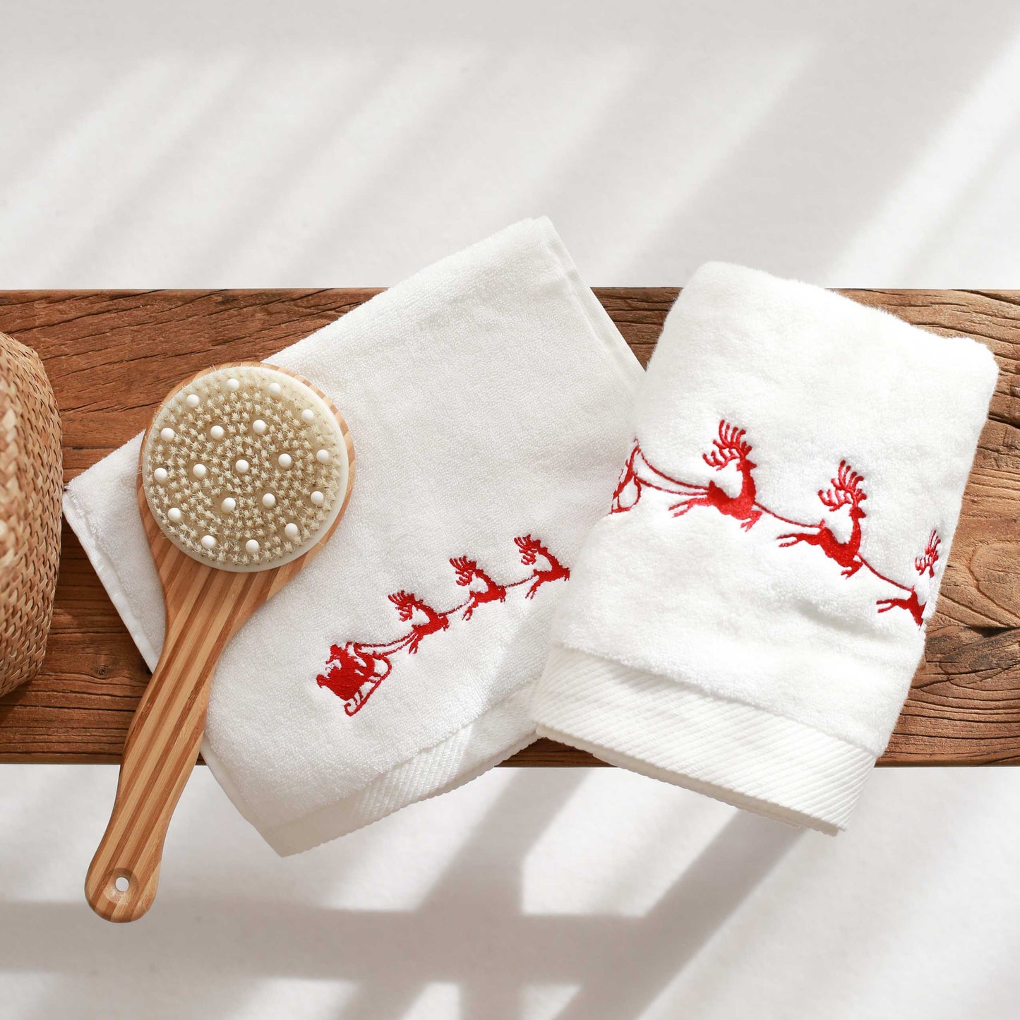 Santa Sleigh Embroidery Hand Towel