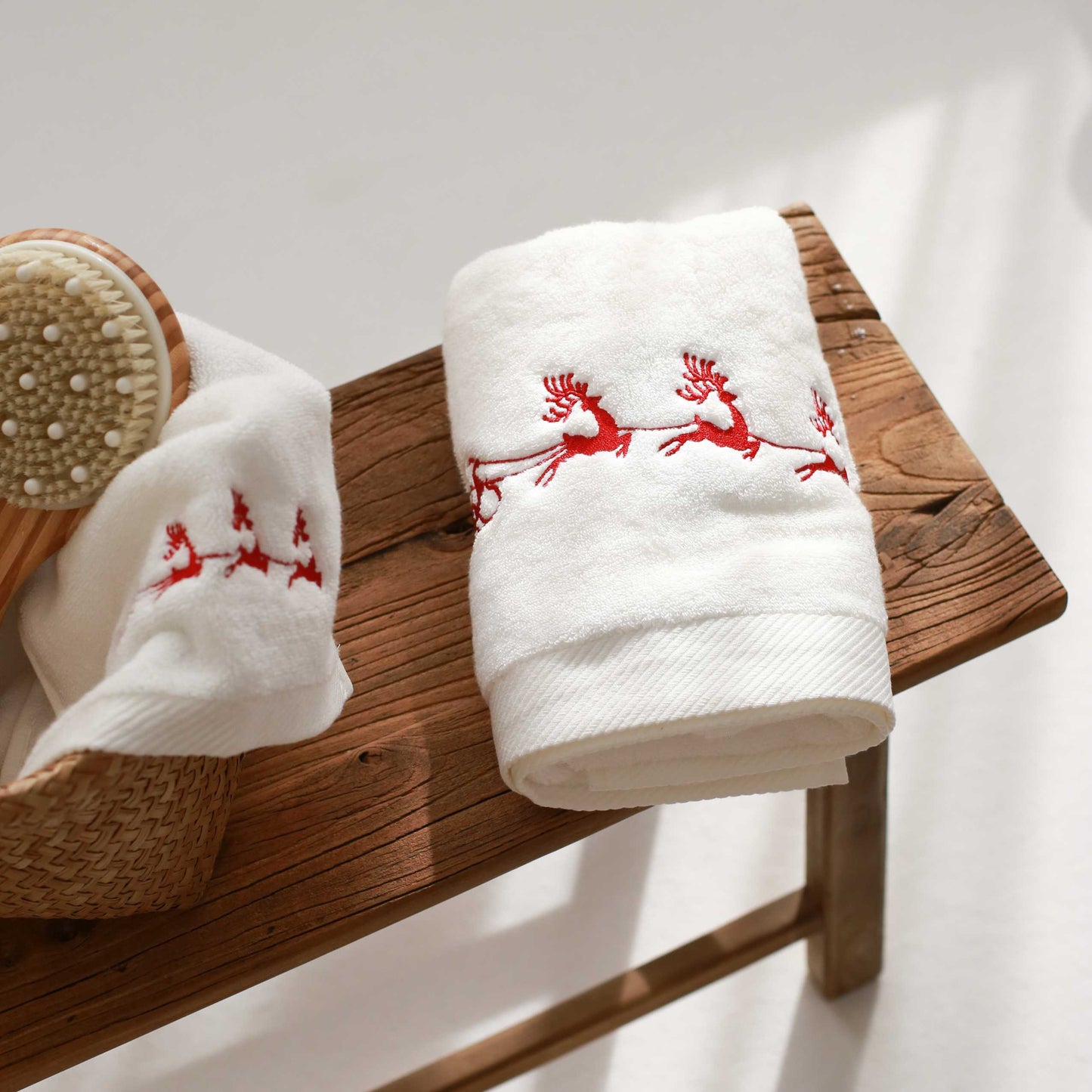 Santa Sleigh Embroidery Hand Towel