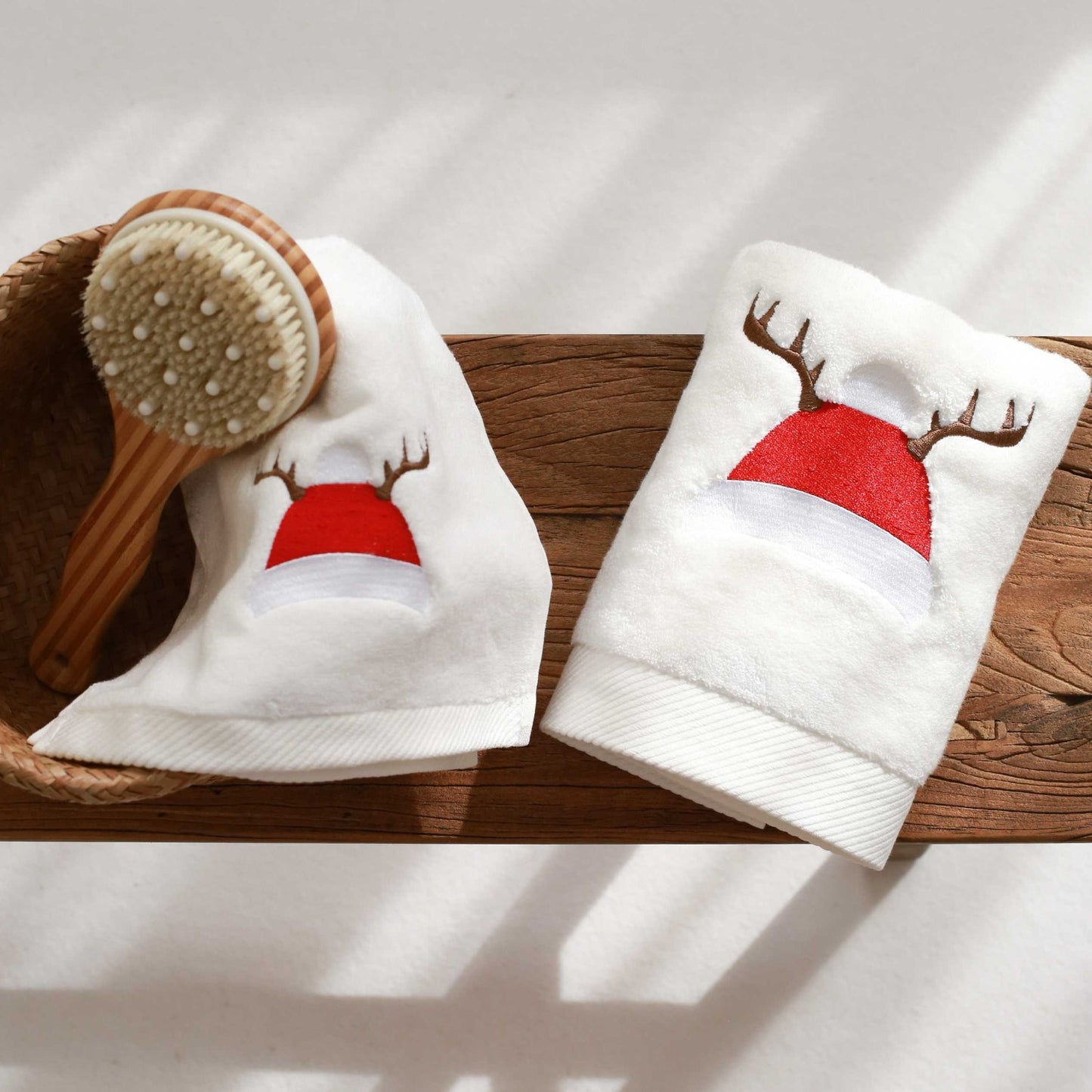 Santa Hat Embroidery Cotton Hand Towel