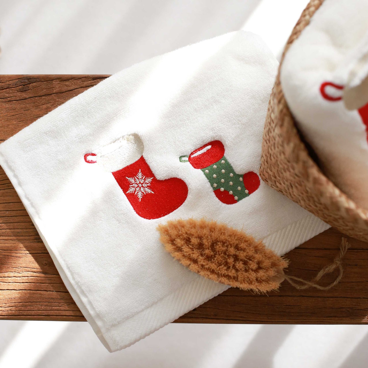 Christmas Stockings Embroidery Hand Towel