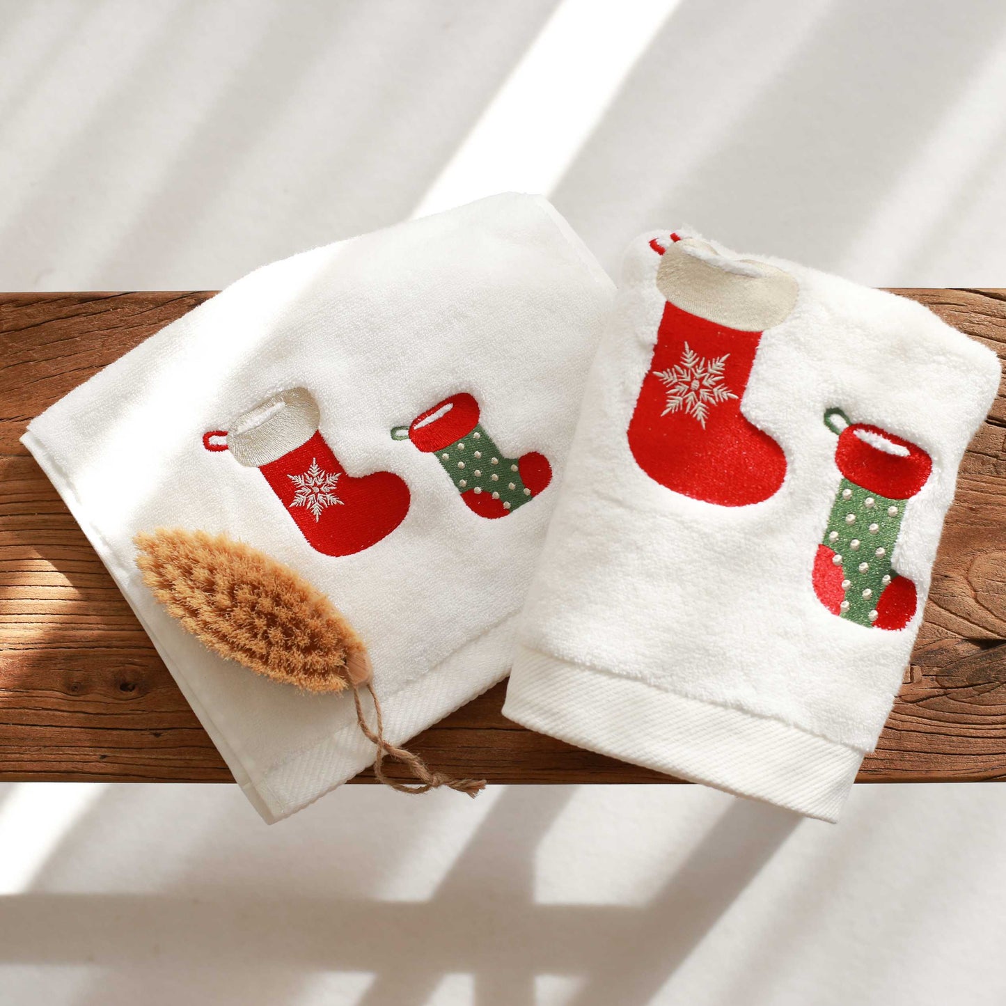 Christmas Stockings Embroidery Hand Towel