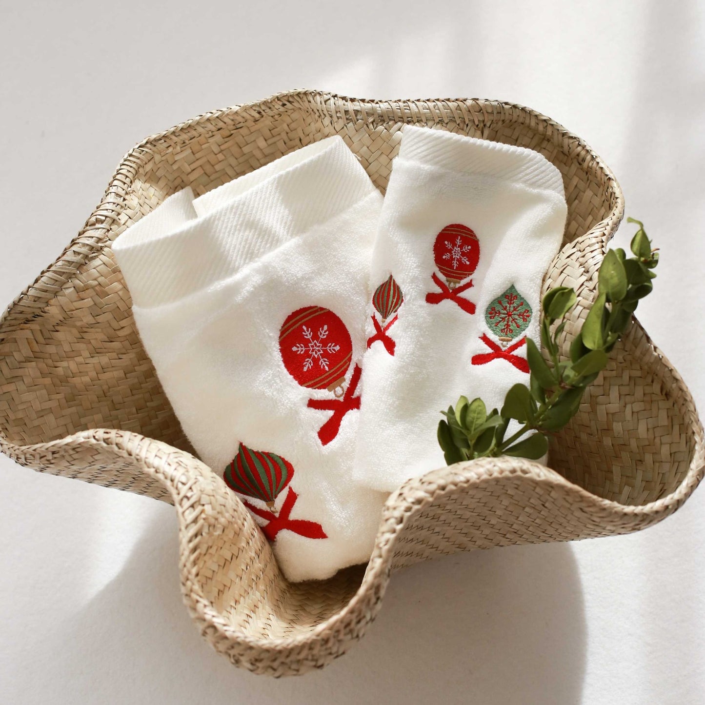 Bauble Embroidery Hand Towel