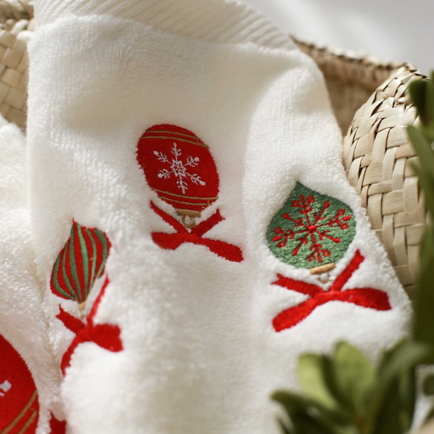 Bauble Embroidery Hand Towel