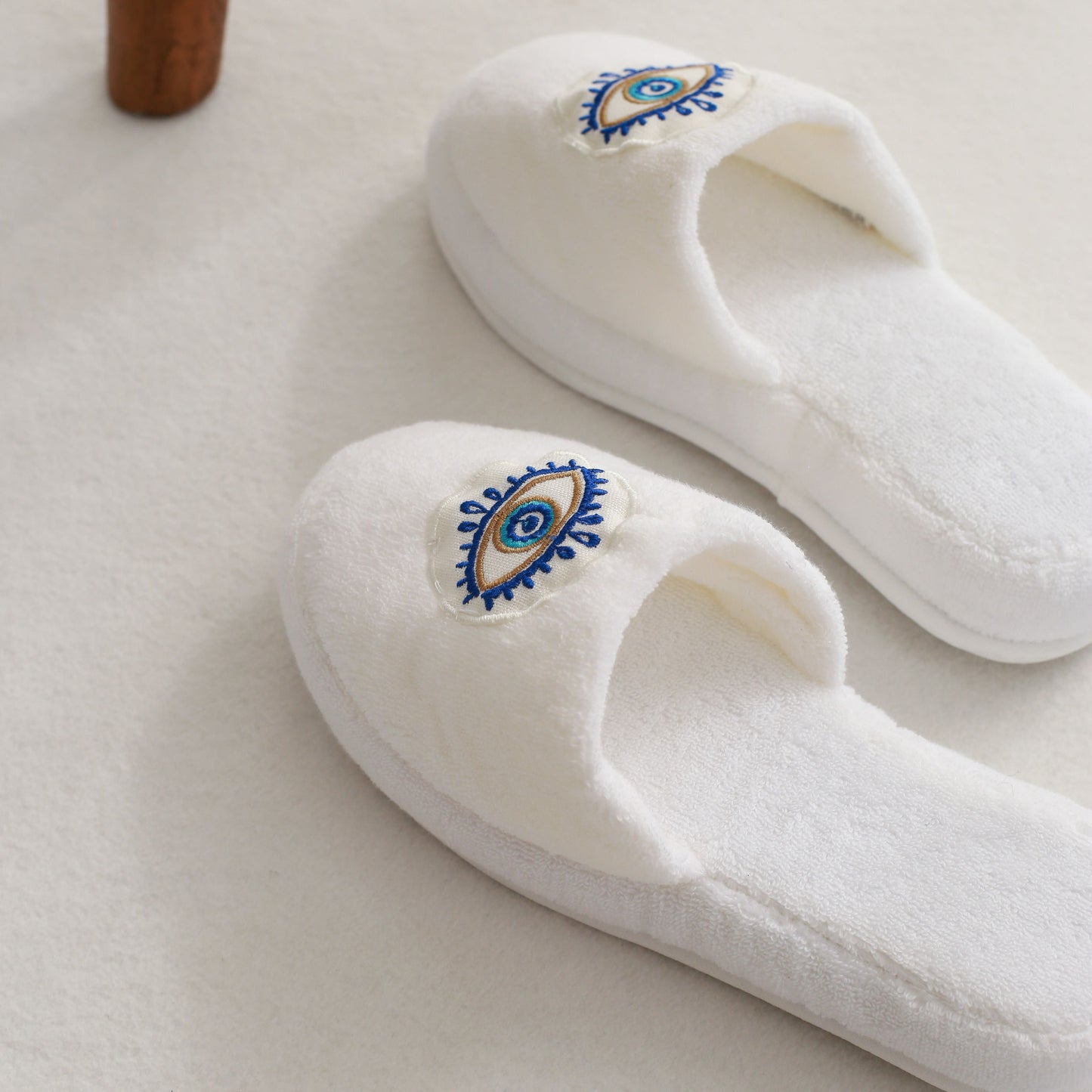 Eye Embroidery Cotton Bath Slippers