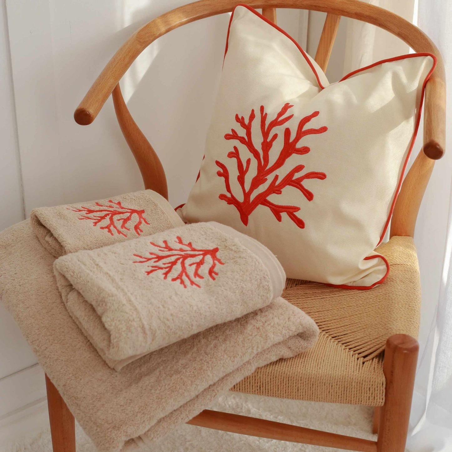 Red Coral Embroidery Pillowcase
