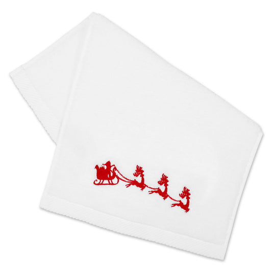 Santa Sleigh Embroidery Face Towel